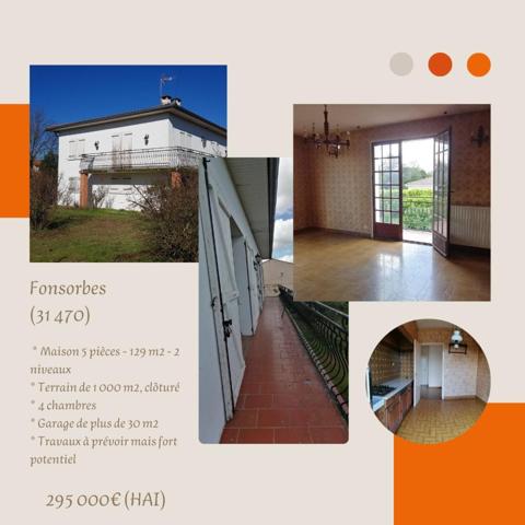 Villa 5 pièces, 4 chambres, garage, beau jardin