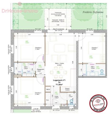Appartement à vendre 4 pièces de 71 m²