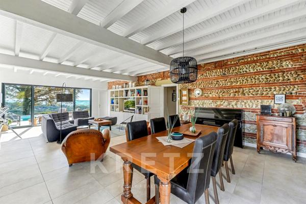 Ferme rénovée 9 pièces, piscine, vue Pyrénées & campagne