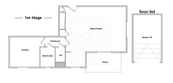 T2 de 46m2 + balcon + Box