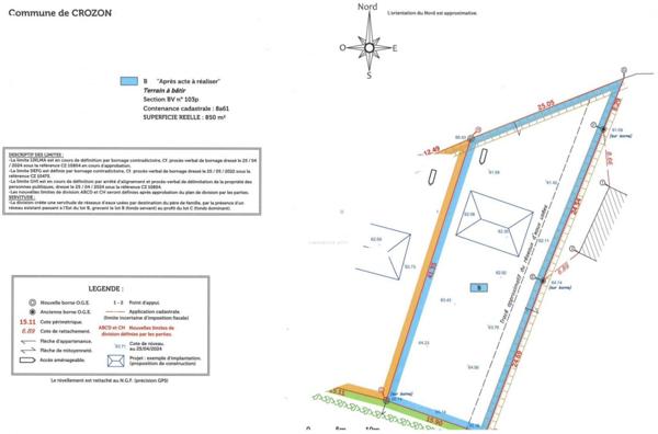 CROZON centre Terrain constructible de 850 m², libre de constructeur.