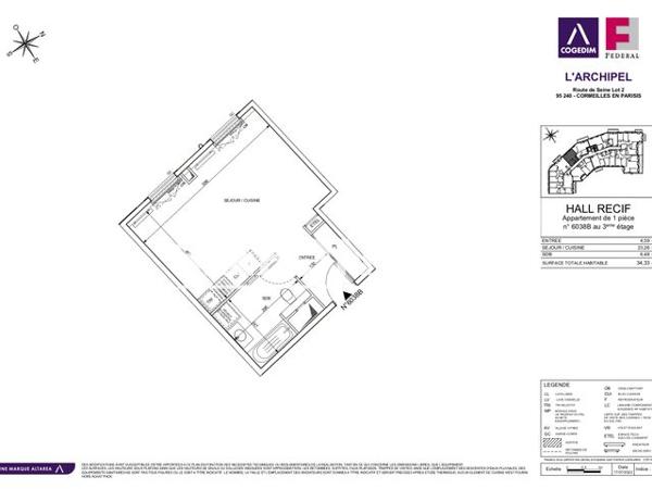 Location Studio 34.33 m² - Cormeilles En Parisis 95240