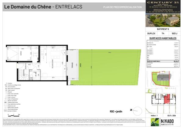 Maison à vendre  4 pièces - 88,29 m 2   ENTRELACS  - 73