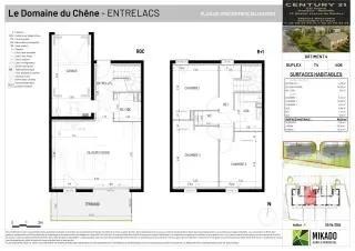 Maison à vendre  4 pièces - 88,29 m 2   ENTRELACS  - 73