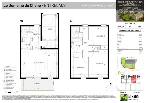 Maison à vendre  4 pièces - 88,29 m 2   ENTRELACS  - 73