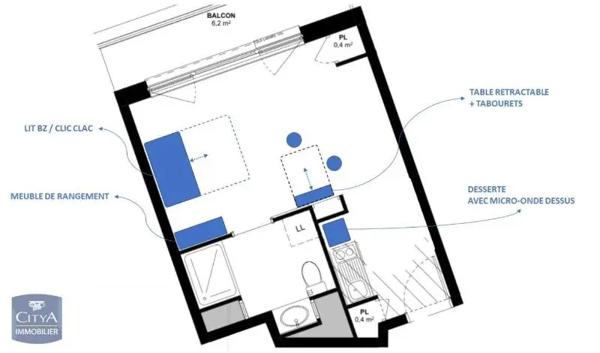 Appartement à louer 1 pièce 26.2m²