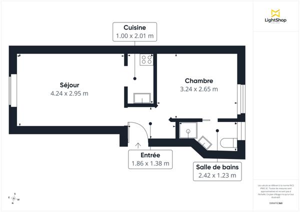 Appartement 2 pièces de 28 m² traversant - Rue Primatice, Paris