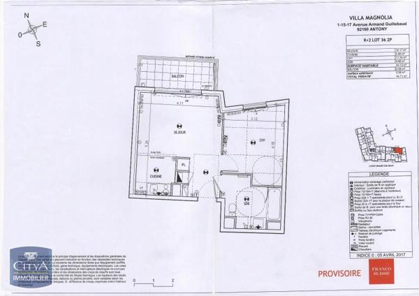 Appartement à louer 2 pièces 40.13m²