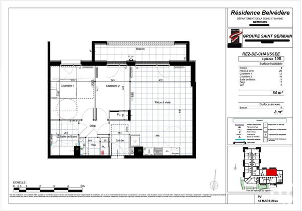 Appartement à vendre 3 pièces 63 m² Nemours