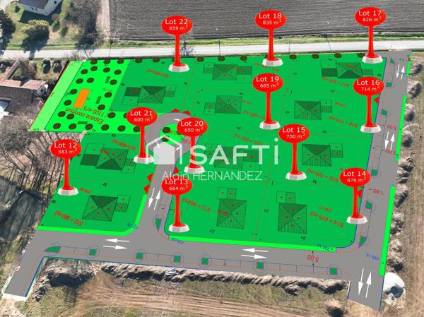 CAZÈRES – TERRAIN VIABILISÉ 815 m² – VUE PYRÉNÉES