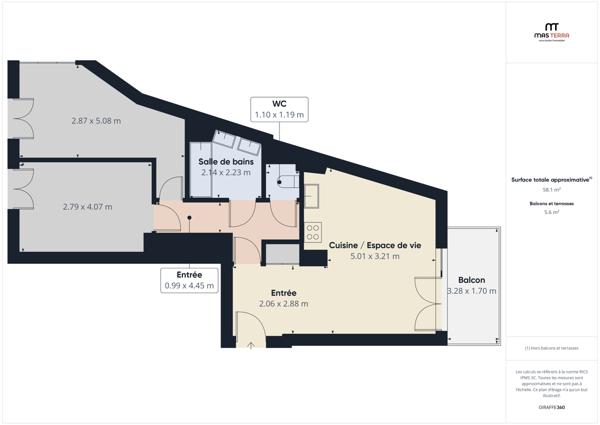 Appartement 3 pièces - 61 m² Exclusivité efficity