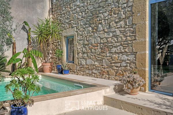 Maison de village atypique, jardin et bassin