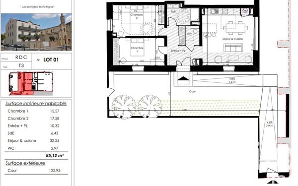 Appartement à vendre 3 pièces 85 m² Pignan