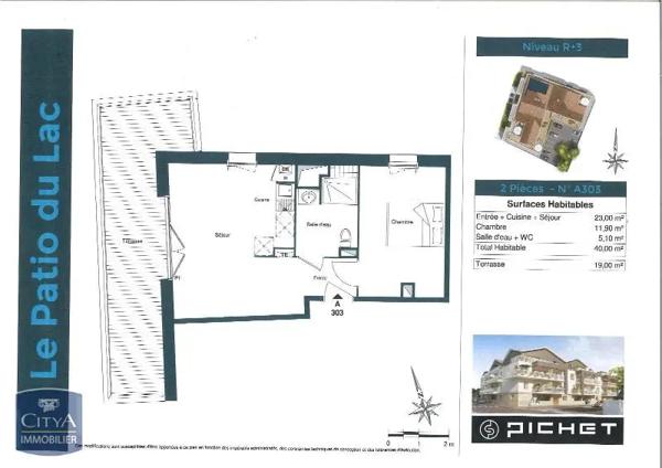 Appartement à louer 2 pièces 40m²