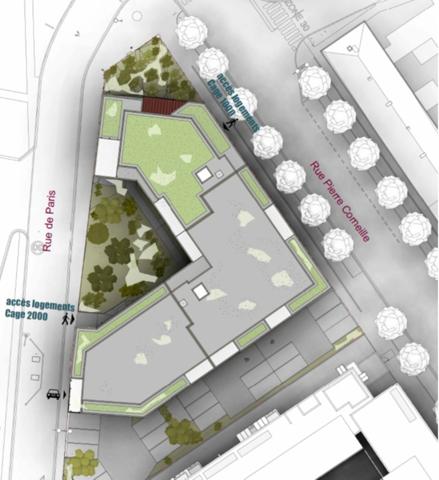 appartement T3 neuf à vendre SOTTEVILLE LES ROUEN (76), surface hab 63.19 m2 + terrasse 8.14 m2 + park