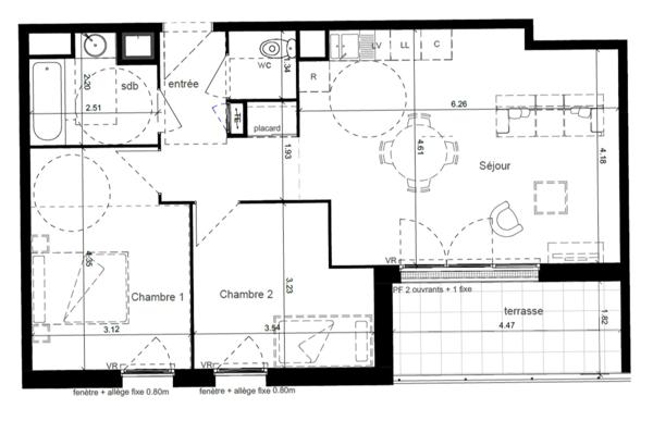 appartement T3 neuf à vendre SOTTEVILLE LES ROUEN (76), surface hab 63.19 m2 + terrasse 8.14 m2 + park