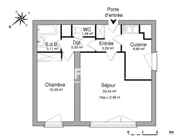 Location Appartement 2 pièces 49.71 m² - 76 RUE DE FLANDRE Lille 59000