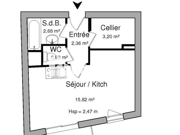 Location Studio meublé 25.05 m² - 105 RUE DE COUREILLES La Rochelle 17000