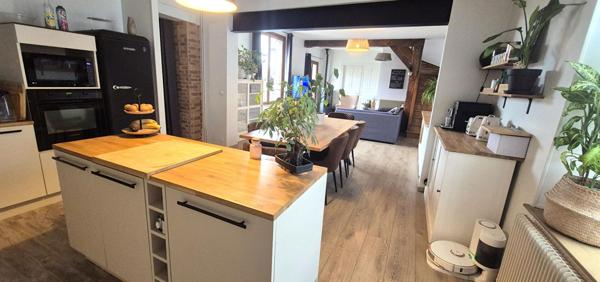Belle Maison en Pierre ou de Caractère de 160 m² Entièrement Rénovée avec Cour de 140 m², Patio, Cave avec Chaufferie Gaz de 76 m², 2 Terrasses avec Barbecue, Garage avec Atelier de 45 m² et un joli Terrain Clos et joliment Arboré de 452 m²