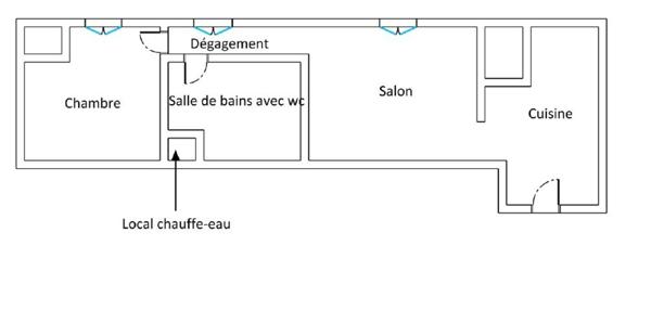 Appartement T2 en parfait état situé au rez-de-chaussée.