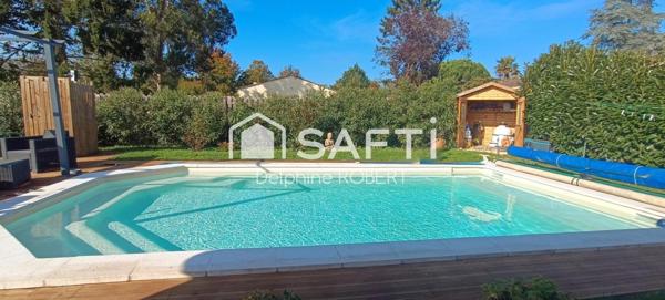 Maison plain-pied, 3 chambres, véranda, piscine