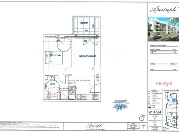 Location Appartement 2 pièces 37.88 m² - RESIDENCE APOSTROPH BAT A 18 AVENUE DES 2 ROUTES Avignon 84000