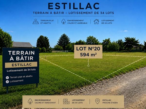 Terrain à vendre  ESTILLAC (47)