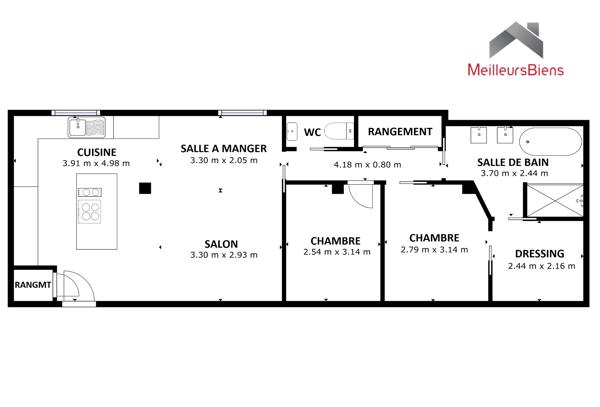 3 pièces 70 m² - excellent état - parking