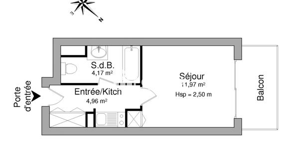 Location Studio 21.1 m² - Asnières-sur-seine 92600