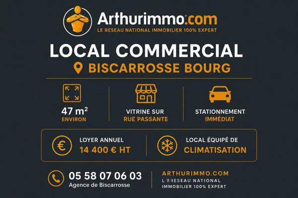 Location                                                      Local commercial
                        
                     2 pièces                      47 m2                     à Biscarrosse