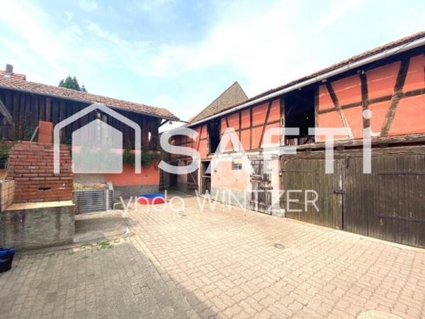 OSTHOUSE à 2 min d'ERSTEIN : Belle maison Alsacienne de 190m2 avec dépendances sur 7,4 ares de terrain clôt, piscinable et constructible.