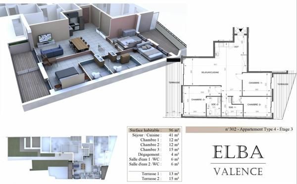 Appartement à vendre    4 pièces • 96 m2 Valence