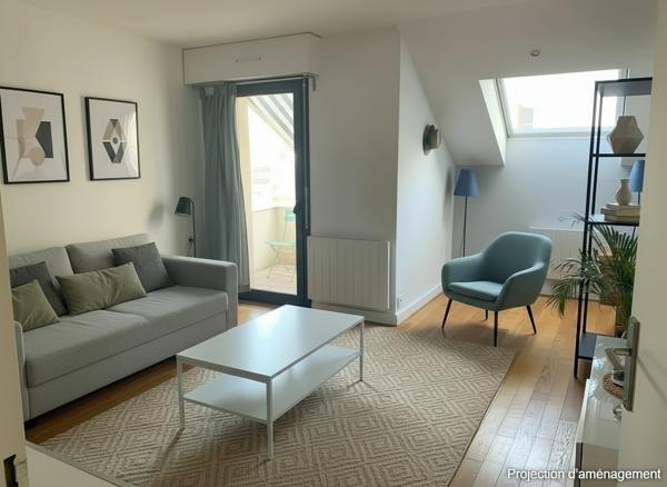 NOUVEAUTÉ – T2 lumineux dernier étage avec balcon et 2 stationnements – Quartier Zola
