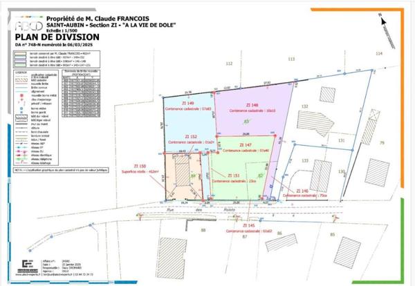 SAINT AUBIN (39410) une parcelle de terrain à bâtir d'une surface de 907 m²