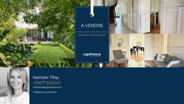 Orleans médiatheque, Maison bourgeoise à vendre, jardin et garage proche,