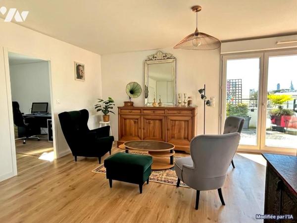 NANTES – Chalâtres. Dans immeuble de 2021, au 4ᵉ et dernier avec asc,T3 de 62,40 m² avec terrasse