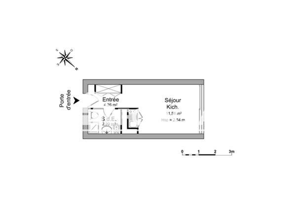 Location Studio 18.93 m² - 49-55 RUE DONISSAN Bordeaux 33000