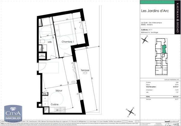 Appartement à louer 2 pièces 43.75m²
