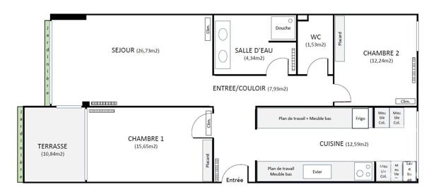 Appartement F3 à vendre  3 pièces - 81,01 m2 VILLENEUVE LOUBET - 06