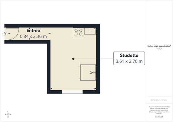 Appartement 1 pièce 12 m2