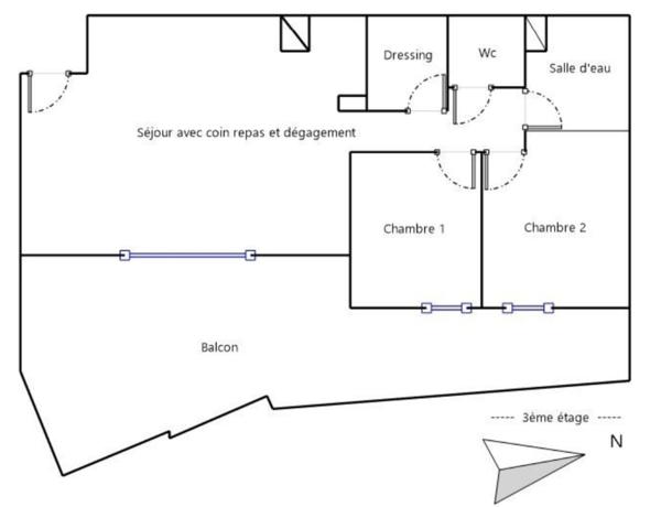A MEAUX secteur recherché (secteur hôpital), appartement récent 3ème et dernier étage, 4 pièces 70 m² - 2 chambres - 1 terrasse - 1 place de stationnement couverte en sous sol