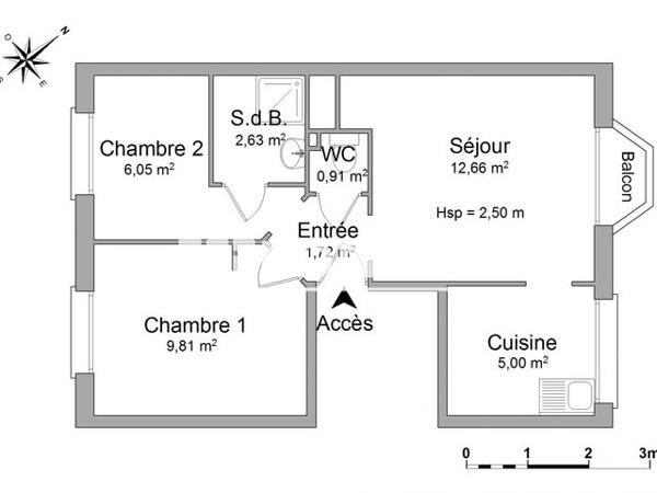 Location Appartement 3 pièces 38.78 m² - 14 BOULEVARD FOCH Laxou 54520