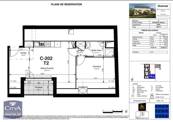 Appartement à vendre 2 pièces 41.62m² Montlouis-sur-Loire (37270)