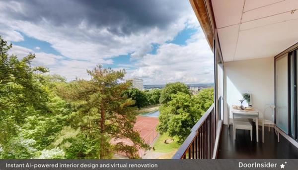 3/4 pièces au 6ème étage, avec asc., balcon-loggia ensoleillé et vue dégagée sur forêt