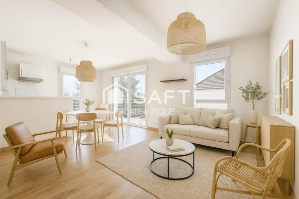 Appartement lumineux 3 pièces avec terrasse et 2 places de parking.