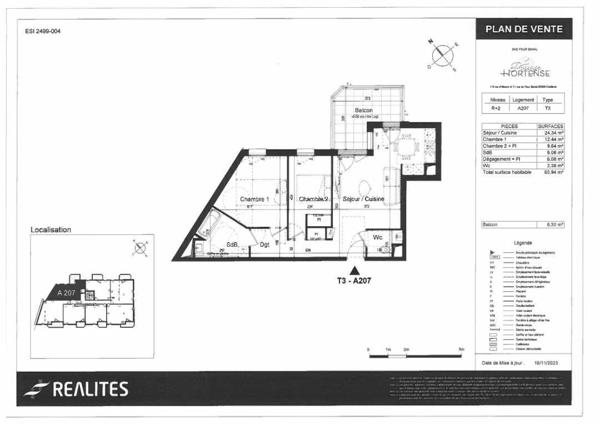 Appartement Challans 3 pièce(s) 60.94 m2