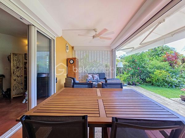 EXCLUSIVITE 
Delphine MIRANDA pour BSK Immobilier 

Saint François - Section Bellevue 
Dans un petit domaine privé et sécurisé, une résidence calme, intimiste et verdoyante à 1,2 kilomètres de la plage des Raisins Clairs je vous propose ce nouveau bien de standing en exclusivité.

Cet appartement d'une surface utile de 63,81 m2 se situe en rez-de-jardin et propose l'agencement suivant: 
Une entrée avec de nombreux rangements , un toilette indépendant, une pièce à vivre climatisée salon  avec un dégagement proposant un espace bureau ou une deuxième chambre selon votre convenance , un espace placard buanderie jouxtant une cuisine équipée avec passe-plat sur la terrasse.
La chambre climatisée dispose de deux grands placards et de sa salle d'eau avec douche à l'italienne.
Une grande terrasse abritée vient parfaire l'ensemble avec ses fermetures par volets roulants ajourés laissant ainsi passer la lumière tout en étant à l'abri des intempéries, prolongée par le jardin luxuriant.

Un accès direct par le jardin vous permet de profiter du parc de la résidence ou de la piscine à débordement non loin.
C'est un petit cocon dans un environnement cosy , calme et verdoyant.
La résidence est parfaitement entretenue vous bénéficiez également d'une citerne tampon collective , une place de parking privative et de places visiteurs.

Résidence principale, pied à terre , investissement cet appartement se prête à toutes les destinations.
Il est vendu meublé clé en main , aucun travaux à prévoir.
C'est sans conteste un coup de coeur tant pour l'appartement que pour la résidence et l'emplacement!

Alors n'hésitez pas à me contacter pour de plus amples informations , demandez la vidéo et échangeons sur votre projet.
Merci de privilégier le premier contact par appel ou message whatsapp.

Les charges de copropriété incluent : le fond de roulement du syndic, l'entretien des communs, de la piscine et des jardins, fond de travaux .....