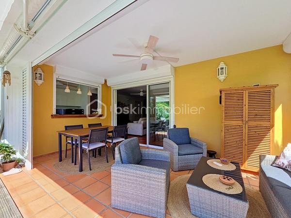 EXCLUSIVITE 
Delphine MIRANDA pour BSK Immobilier 

Saint François - Section Bellevue 
Dans un petit domaine privé et sécurisé, une résidence calme, intimiste et verdoyante à 1,2 kilomètres de la plage des Raisins Clairs je vous propose ce nouveau bien de standing en exclusivité.

Cet appartement d'une surface utile de 63,81 m2 se situe en rez-de-jardin et propose l'agencement suivant: 
Une entrée avec de nombreux rangements , un toilette indépendant, une pièce à vivre climatisée salon  avec un dégagement proposant un espace bureau ou une deuxième chambre selon votre convenance , un espace placard buanderie jouxtant une cuisine équipée avec passe-plat sur la terrasse.
La chambre climatisée dispose de deux grands placards et de sa salle d'eau avec douche à l'italienne.
Une grande terrasse abritée vient parfaire l'ensemble avec ses fermetures par volets roulants ajourés laissant ainsi passer la lumière tout en étant à l'abri des intempéries, prolongée par le jardin luxuriant.

Un accès direct par le jardin vous permet de profiter du parc de la résidence ou de la piscine à débordement non loin.
C'est un petit cocon dans un environnement cosy , calme et verdoyant.
La résidence est parfaitement entretenue vous bénéficiez également d'une citerne tampon collective , une place de parking privative et de places visiteurs.

Résidence principale, pied à terre , investissement cet appartement se prête à toutes les destinations.
Il est vendu meublé clé en main , aucun travaux à prévoir.
C'est sans conteste un coup de coeur tant pour l'appartement que pour la résidence et l'emplacement!

Alors n'hésitez pas à me contacter pour de plus amples informations , demandez la vidéo et échangeons sur votre projet.
Merci de privilégier le premier contact par appel ou message whatsapp.

Les charges de copropriété incluent : le fond de roulement du syndic, l'entretien des communs, de la piscine et des jardins, fond de travaux .....
