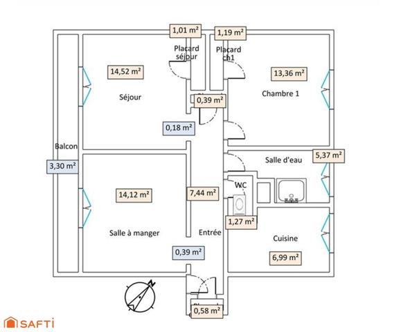 Bécon-les-Bruyères, appartement 3 pièces traversant, balcon, vue dégagée, cave