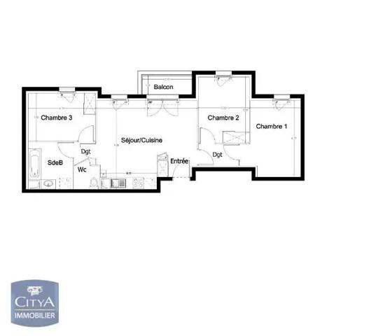 Appartement à louer 4 pièces 69.05m²